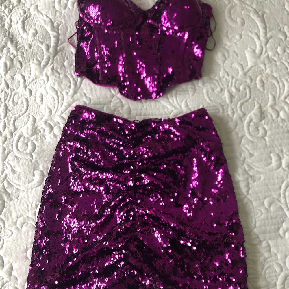Purple Sequin Two-Piece Set